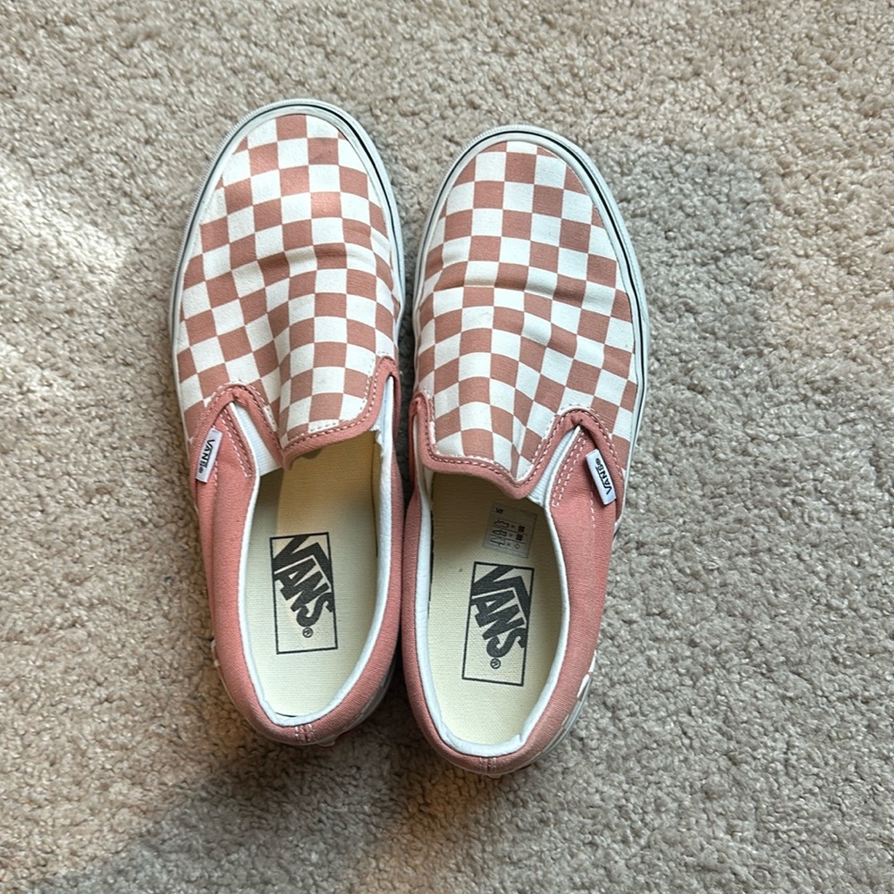 Vans Slip Ons pink and white checkered